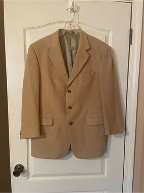Vintage Jos. A. Bank 100% Camel Hair Blazer 41R Tan Sport Coat Jacket Luxury